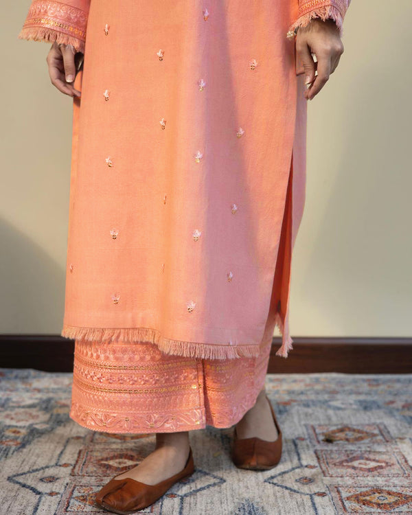 Peach Elegance - Best Selling 2 Piece Embroidered Suit