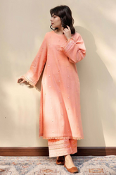 Peach Elegance - Best Selling 2 Piece Embroidered Suit
