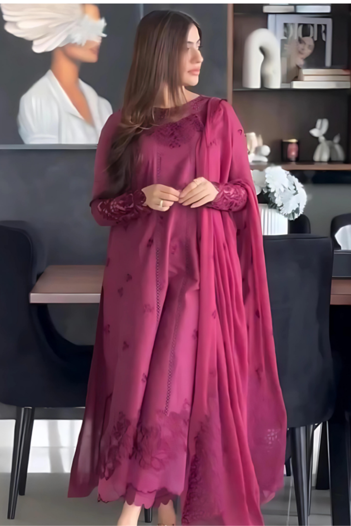 Majesty Wine - Best Selling - 3 Piece Embroidered Suit